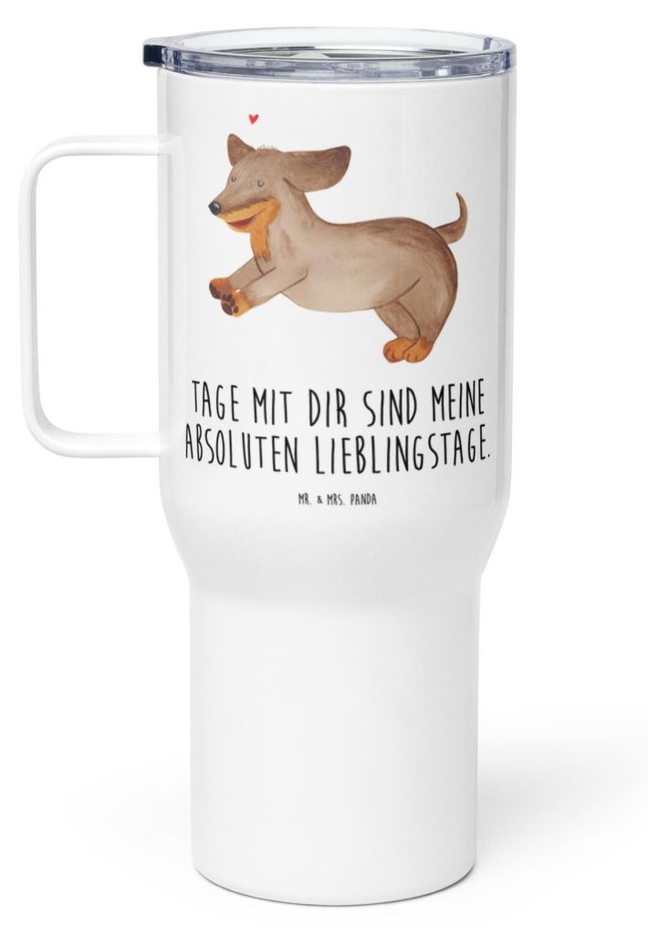 Mr. & Mrs. Panda thermosbecher Hund Dackel - Weiß - Geschenk, Sprüche, Kaffee-to-go-Becher, Herz, Dachshund, Isolierbecher, Thermobecher, Mehrweg...