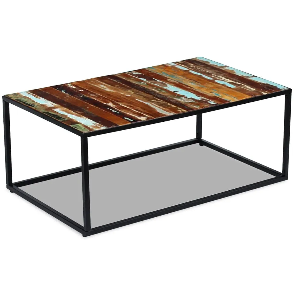 Tavolino Soggiorno Legno Massiccio Antico 100x60x40 cm - Design Vintage