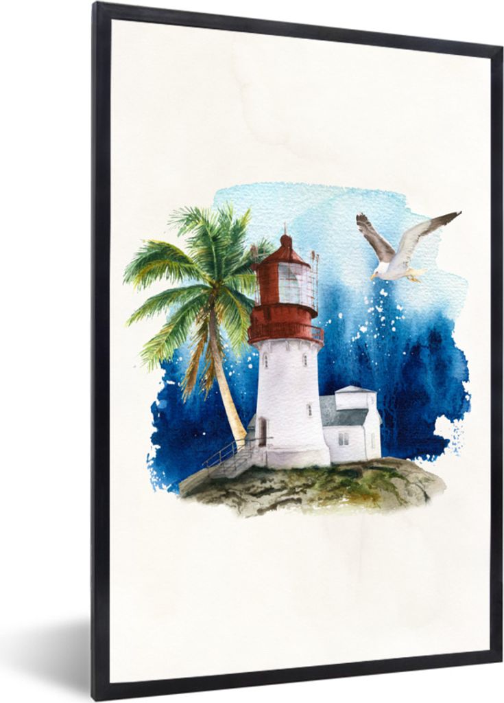 MuchoWow® MuchoWow® Gerahmtes Poster Aquarell - Leuchtturm Produktbild 