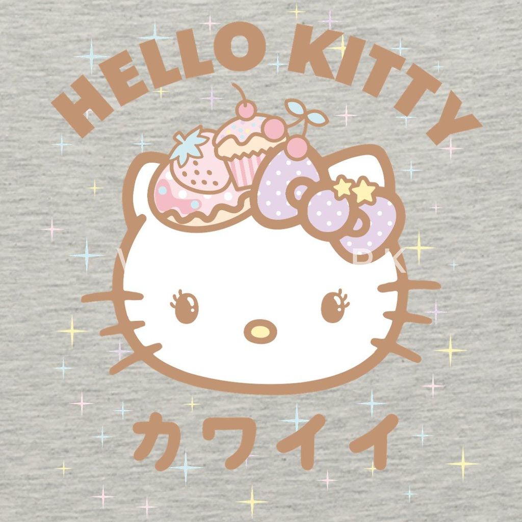 Spreadshirt Hello Kitty Kawaii Stil Cropped Frauen Organic Tank Top, L, Grau meliert
