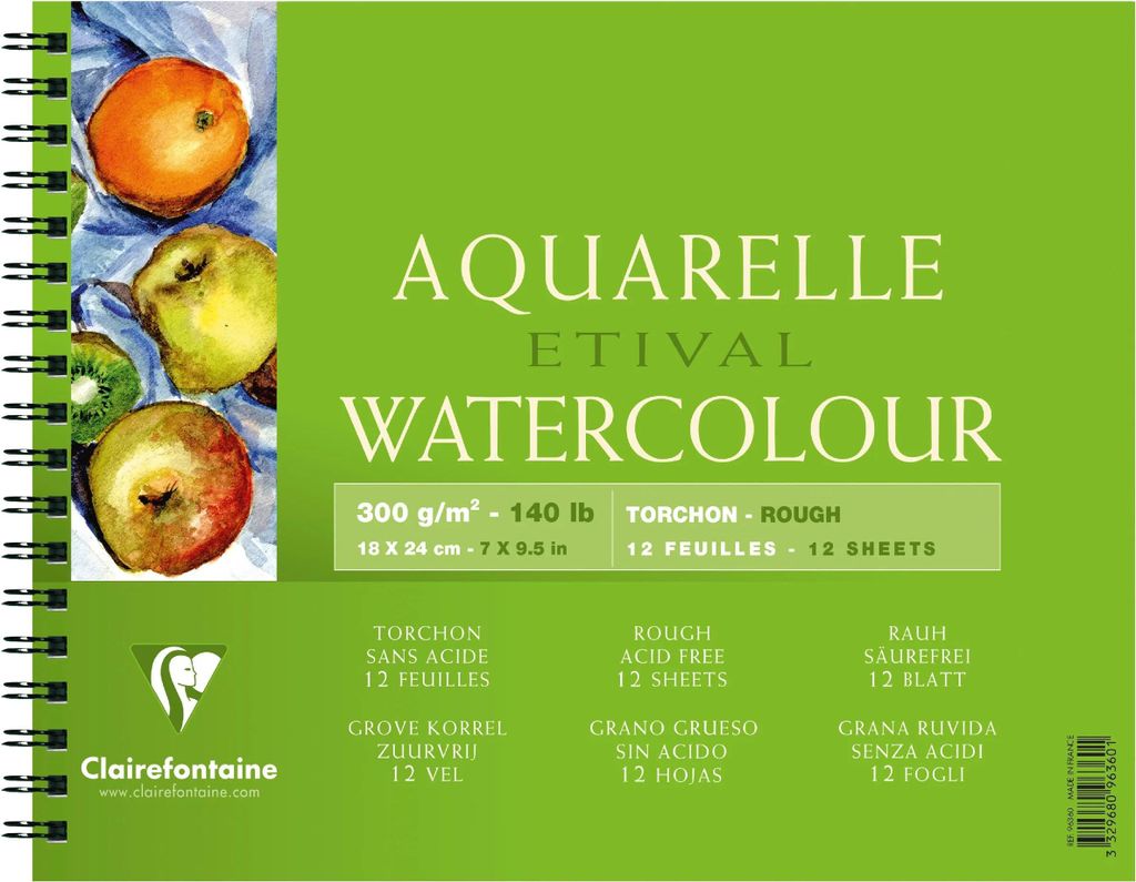 Clairefontaine 5x Aquarellpapier Block mit Doppelspirale 12 Blatt 18x24cm 96360C