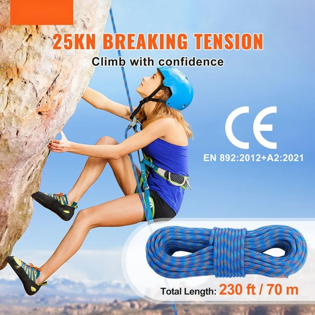 Corde d'escalade dynamique 70m bleue 10,2mm en polyester haute ténacité - 2