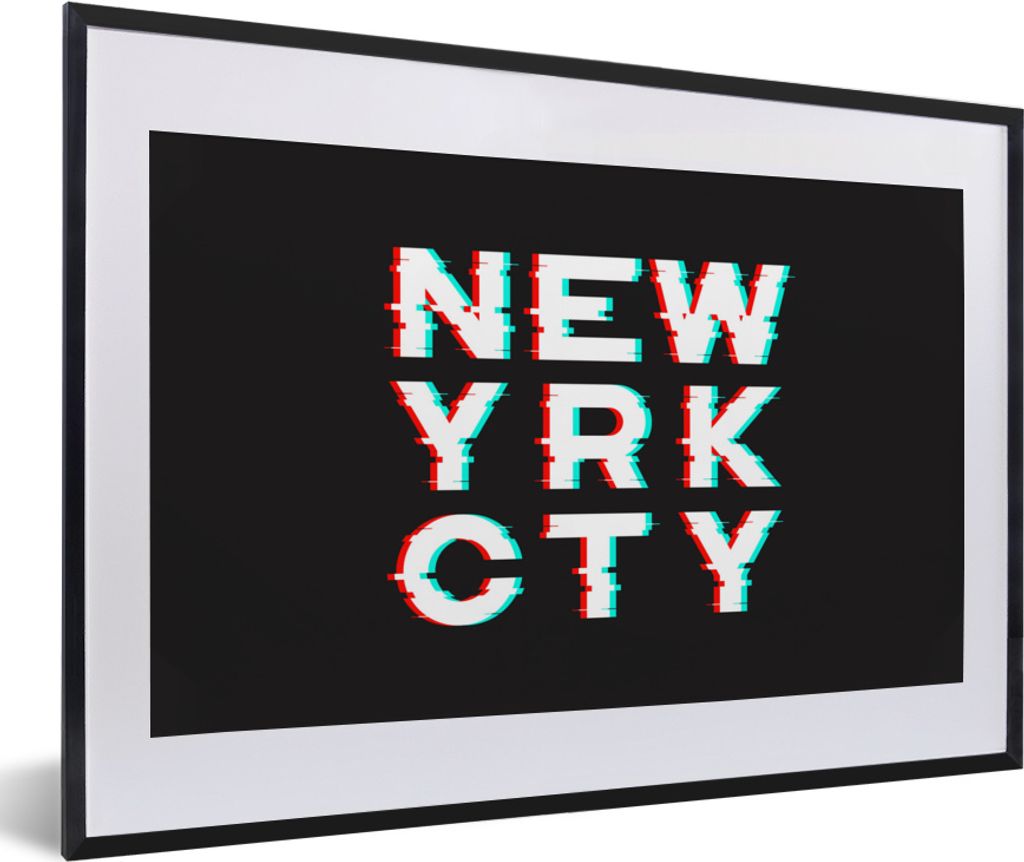 MuchoWow MuchoWow Gerahmtes Poster New York - Stadt - Rot 60x40 cm - Poster mit zchwarzem Bilderrahmen - Schlafzimmer - Plakat in Rahmen - Drucken