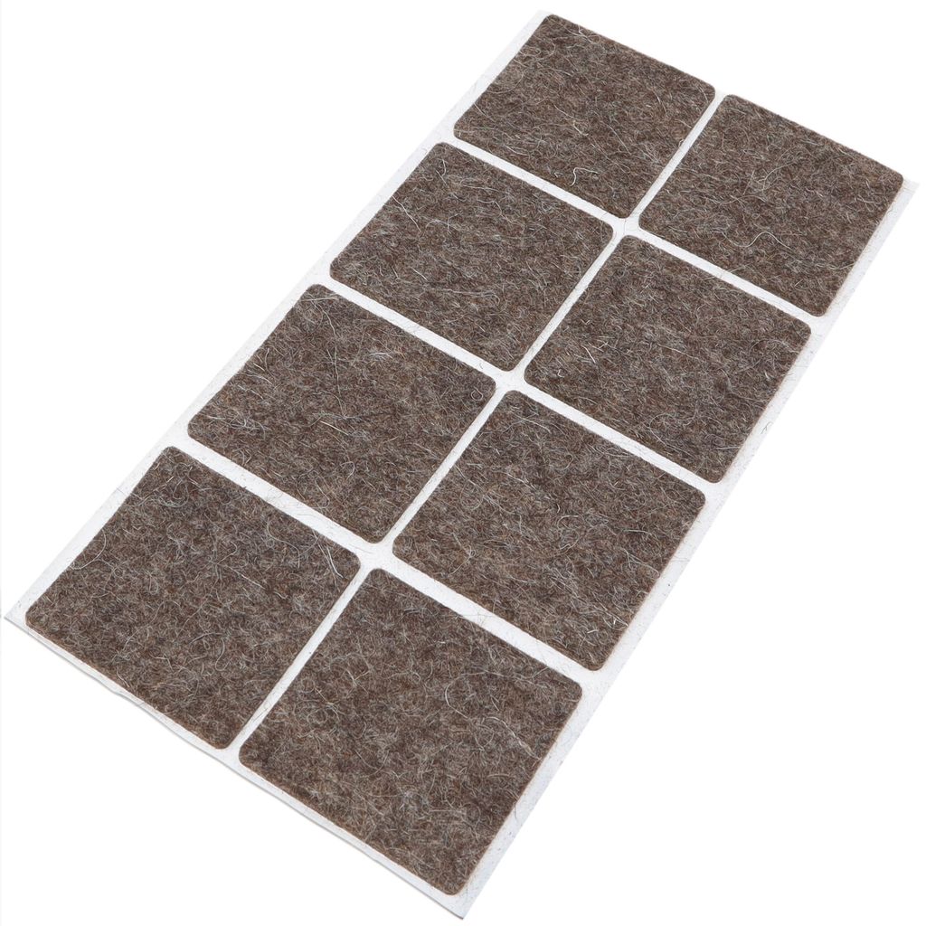 Adsamm | 8 x Woll-Filzgleiter | 50x50 mm | Braun | quadratisch | 3 mm starke selbstklebende Möbelgleiter aus echtem Wollfilz