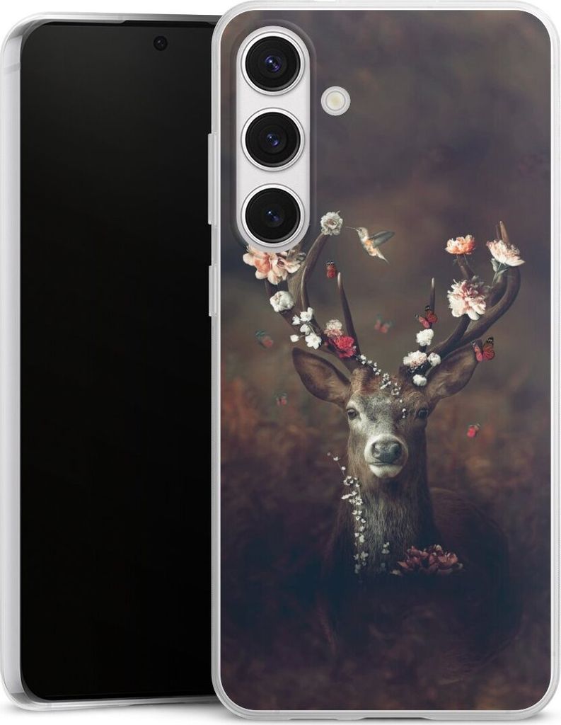 DeinDesign Slim Hülle für Samsung Galaxy S24+ Silikon Case Ultra Dünn Handyhülle Blumen Rehe Rentier