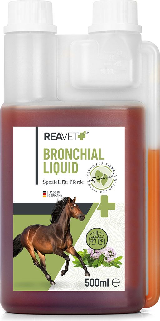 REAVET Bronchial Liquid 500ml für Pferde I Wohltuend bei trockener & kalter Luft, Sekundierend nach Atemwegsreizungen - Naturprodukt Ohne Zusätze