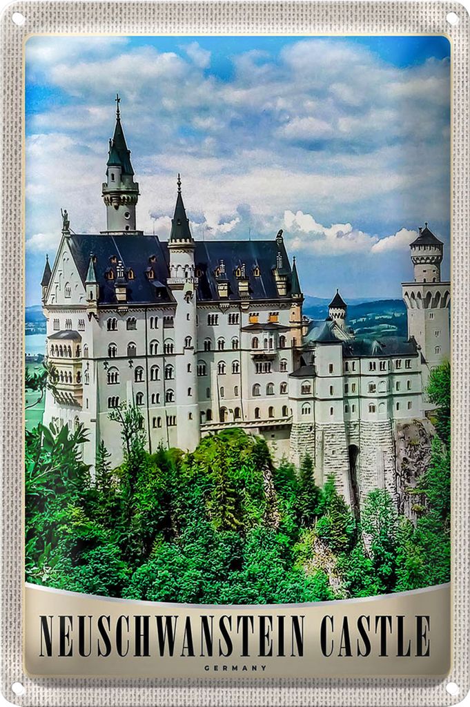 Blechschild Reise 40x30cm Neuschwanstein Schloss Architektur