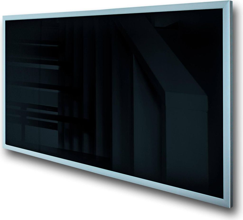 Fenix Infrarotheizung ECOSUN mit Aluminiumrahmen Schwarz 600 Watt (120 x 60 x 3cm), Oberfläche aus Glas - für Bad, Wohnraum, Schlafzimmer