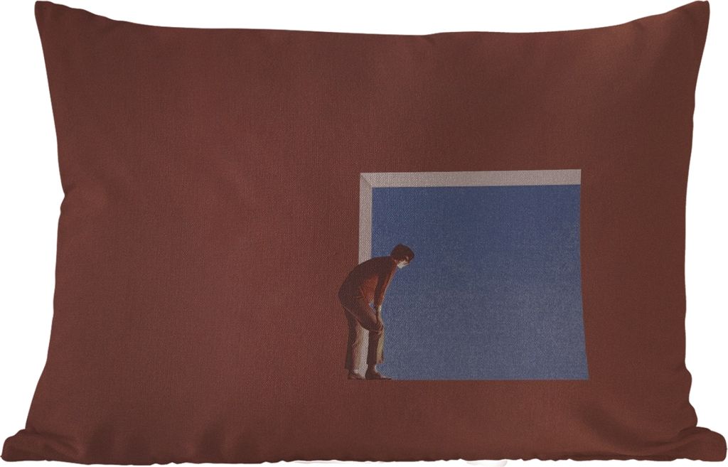 MuchoWow Outdoor Kissen - Mensch - Jahrgang - Design - 60x40 cm - Wetterfest - Lounge Kissen - Zierkissen - Kissen für Innenräume