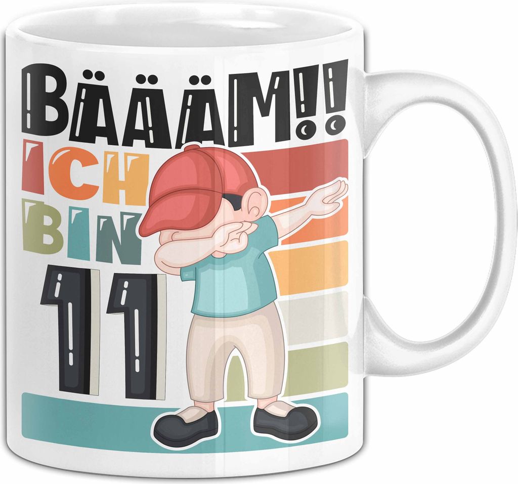 11. Geburtstag Geschenk Tasse Becher Jungen Geburtstagsgeschenk Sohn Bäääm Ich Bin 11 (Weiß)