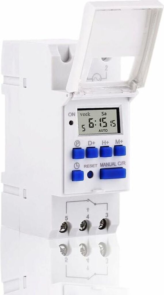 Elektronischer Timer, digitaler programmierbarer Zeitschalter mit Wochen- und Tagesprogrammen, großem LCD-Display für 35-mm-DIN-Schienen (220 V)