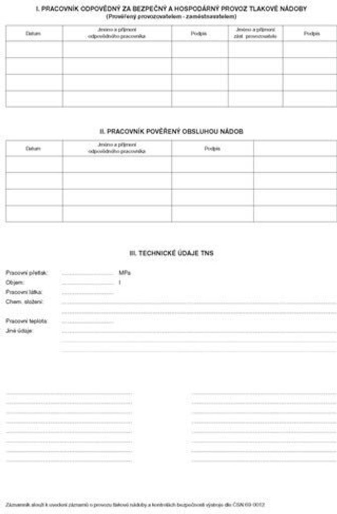Logbuch für den Betrieb von Druckbehältern, A4, 16 Blatt