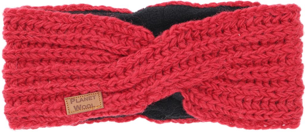 Woll-Strick-Stirnband, Gestrickter Ohrenwärmer - Himbeerrot, Uni, Wolle, Stirnbänder