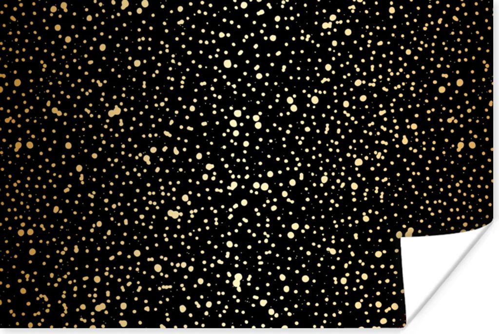 MuchoWow Poster Gold - Schwarz - Tupfen - Muster 180x120 cm - Fotoplakat