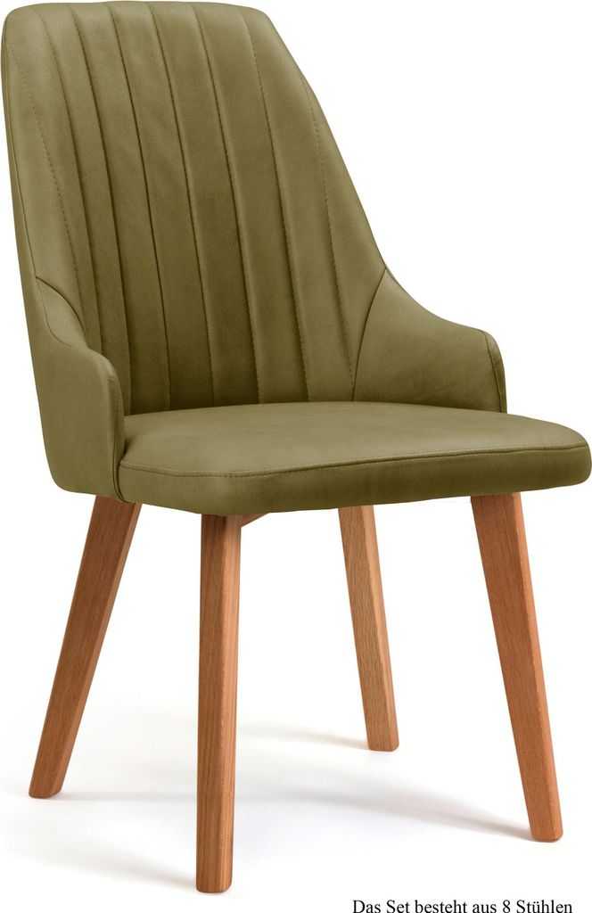 Esszimmerstuhl (8er-Set) Daryl 52x91x60 Eiche geölt/Olivgrün