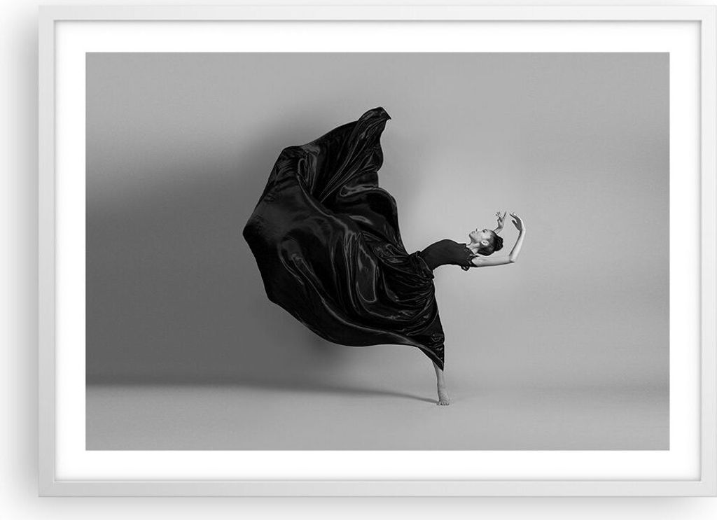 Gerahmtes Poster - Weißer Rahmen - Tanz Schwarz Kleid - 70x50 cm - Wand Bild - Wanddeko - Wandbilder - Kunstposter - Wandposter - Bilderrahmen - B...