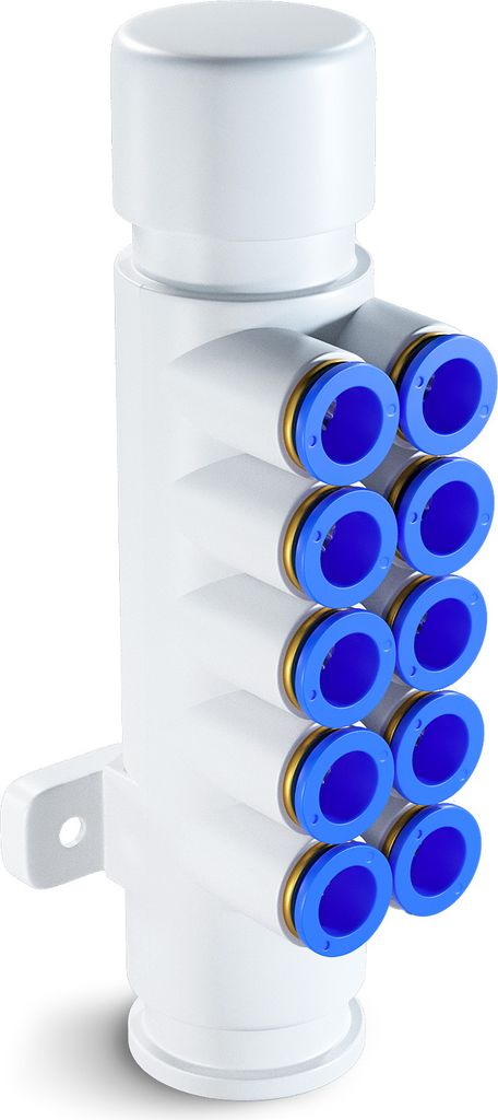 Luft-Verteiler 10-Fach weiß-blau für 7/10 mm Schlauch in Whirlpoolgebläse Whirlpool Jacuzzi