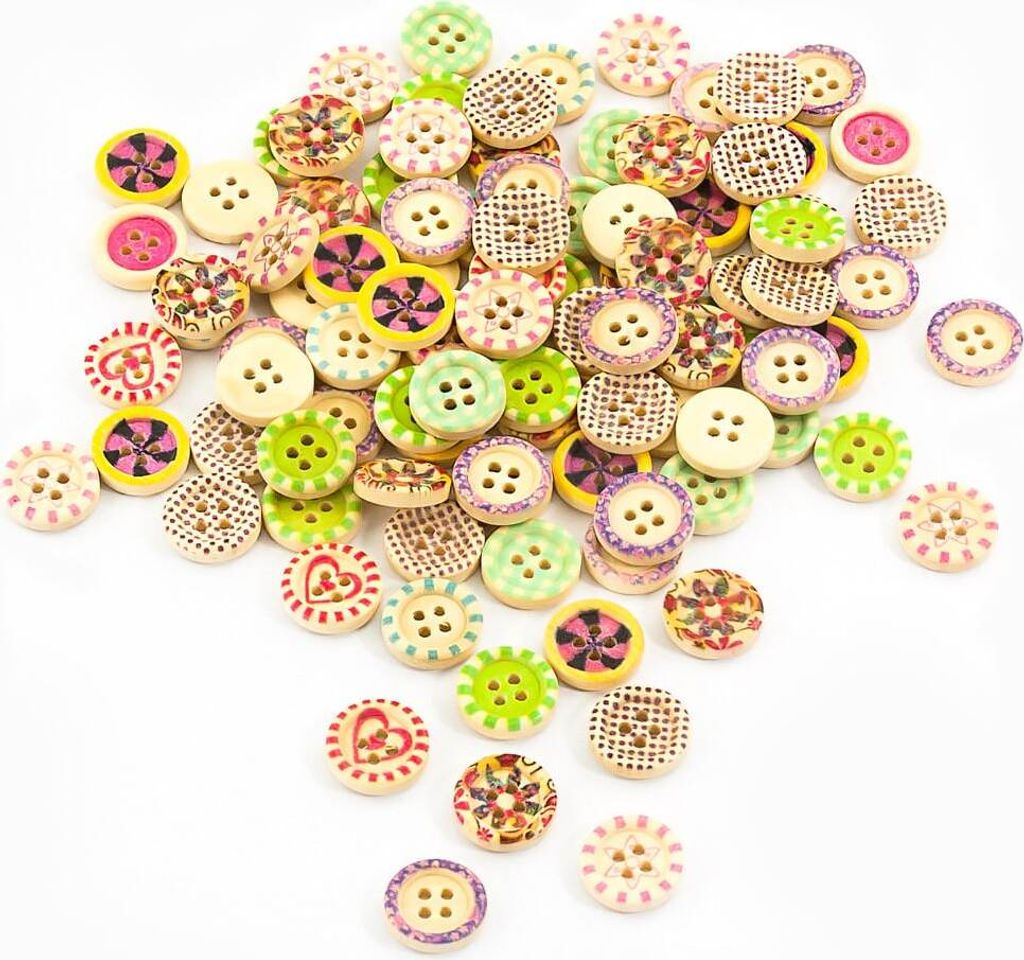 Oblique Unique 100x Holz Knöpfe Tellerandknöpfe Buttons Nähen Kleidung Deko Basteln