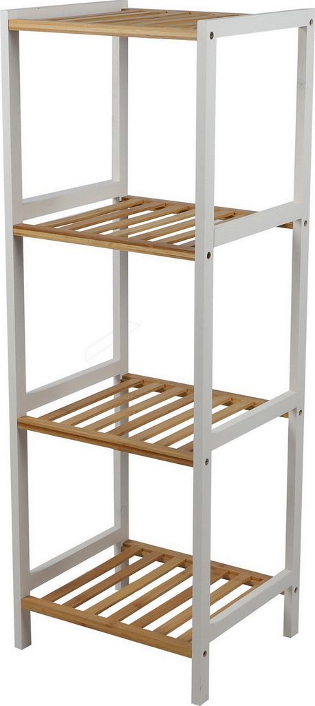 DOCHTMANN Regál policový 4 patra 35x30x100 cm, bílý, bambus Obrázek produktu 