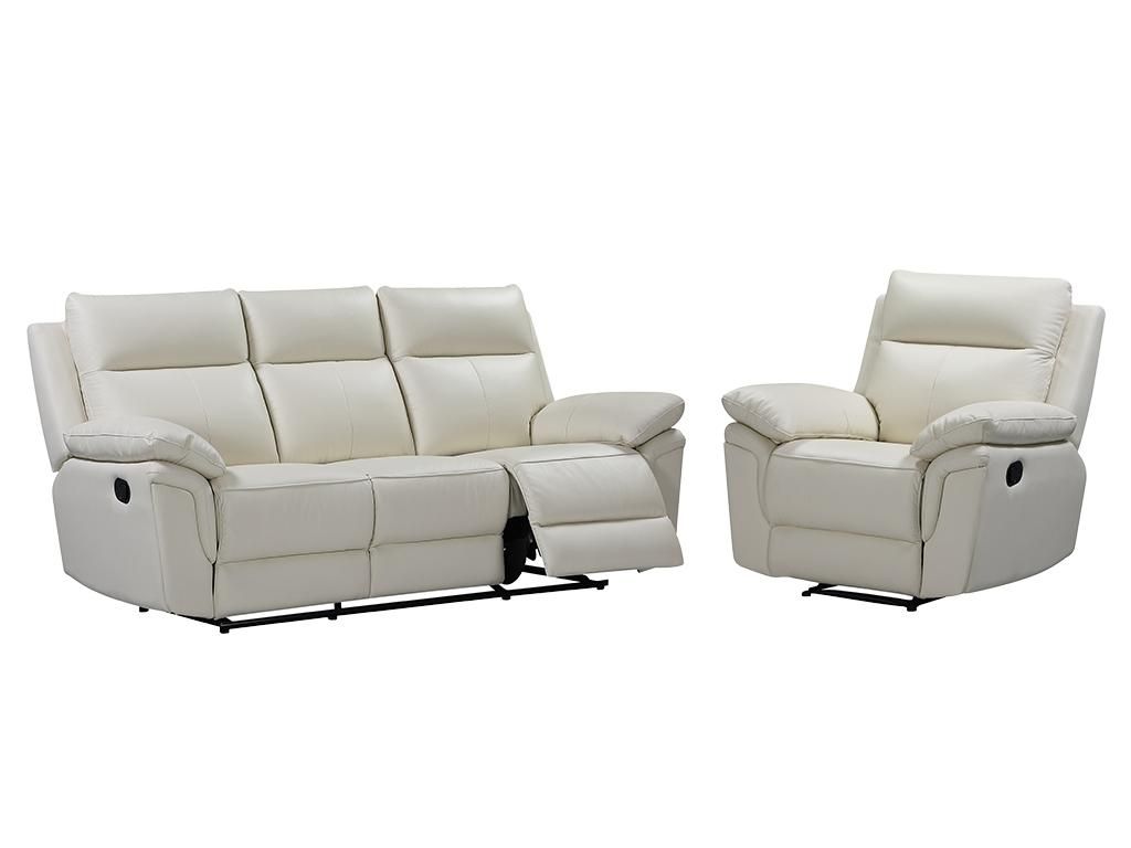 Relaxgarnitur 3+1 - Büffelleder - Elfenbein - PAKITA Produktbild 