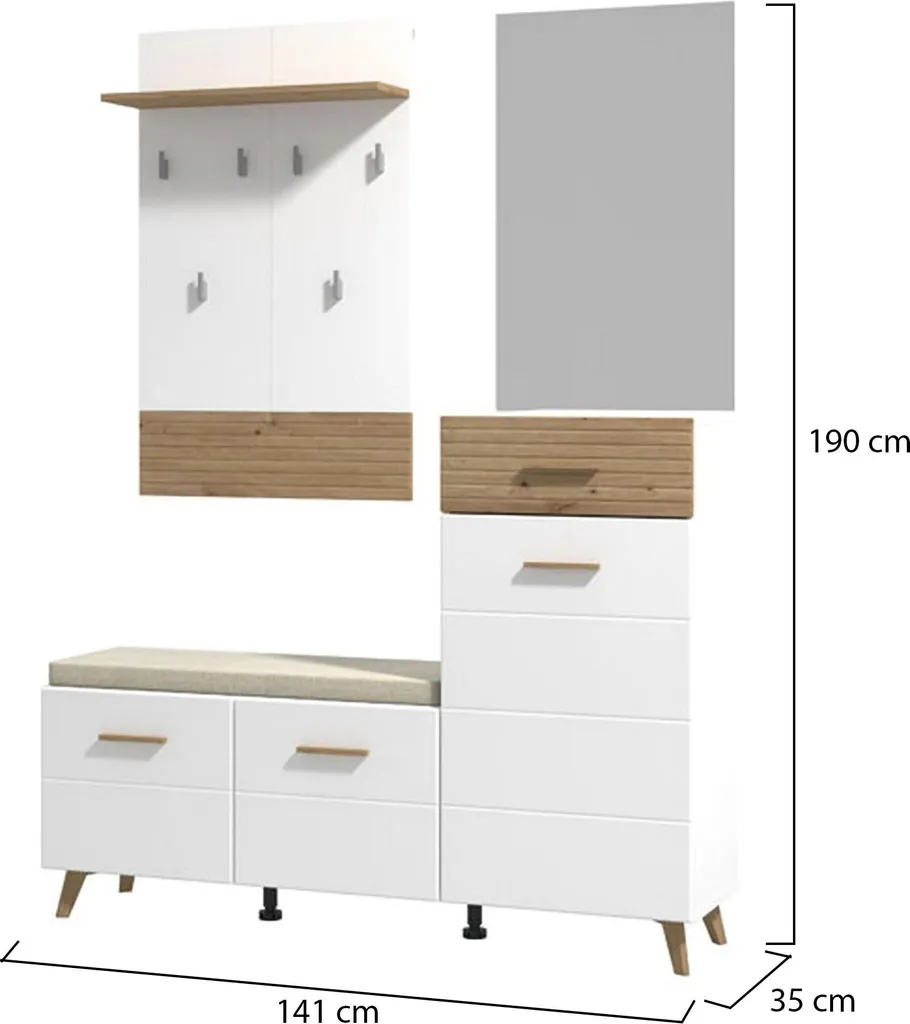 Aménager une entrée organisée : Meuble Longa Blanc Mat avec Miroir - 3