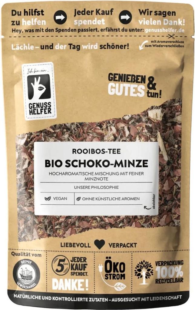 Rooibos-Tee Schoko-Minze , lose, harmonische Aromen, feine Süße und leicht minzig, unwiderstehliches Geschmackerlebnis, perfekt zum Entspannen, 1...