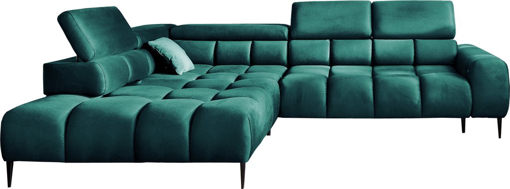 Ecksofa PLAZA L-Form | Linke Seite | Funktional Komfortable Schlaffunktion Verstellbare Kopfstützen Verstellbarer Sitz Wellenfedersystem Hochelast...