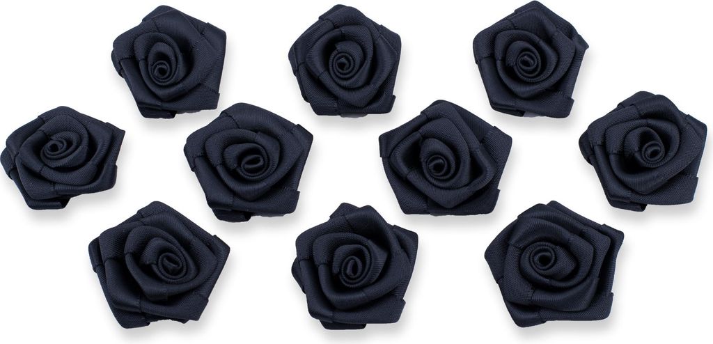 Satinrosen 3cm zum Basteln & Aufnähen 10 Stück Schwarz Produktbild 