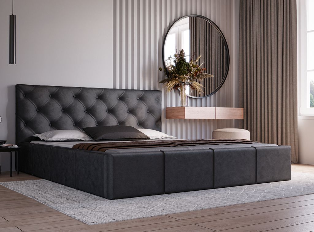 Elegantes Polsterbett 120x200 NURIA 1 - schwarz
