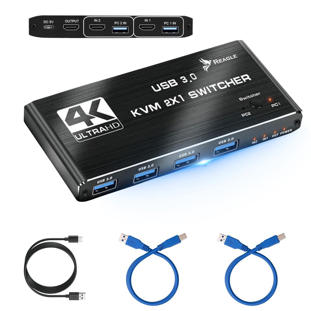 Switch Hdmi 4K 60Hz 2X1 Hdmi 2.0 4X Usb 3.0 Hdcp 2.2 Kvm Obrázok produktu 