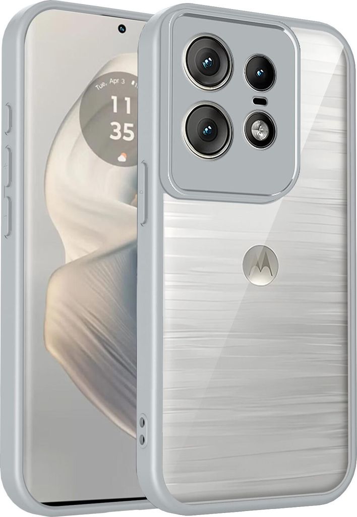 Hülle für Motorola Edge 50 Pro Transparente Rückseite TPU Bumper Stoßfest Handyhülle Grau