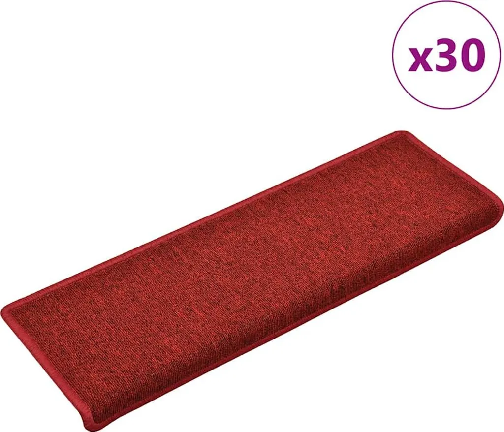 Marchette d'escalier rectangulaire rouge 65x21 cm - Lot de 30 tapis déco