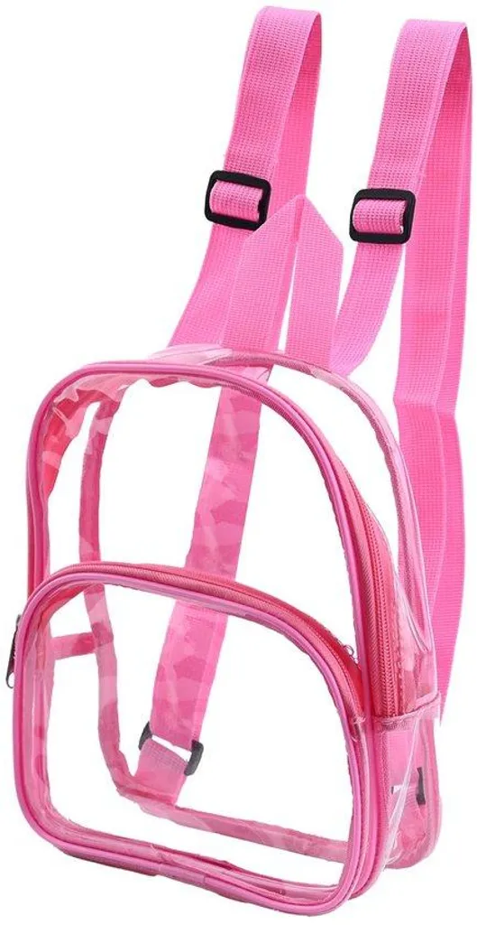 Petit sac 23cm transparent PVC rose : idéal sécurité, sans humidité