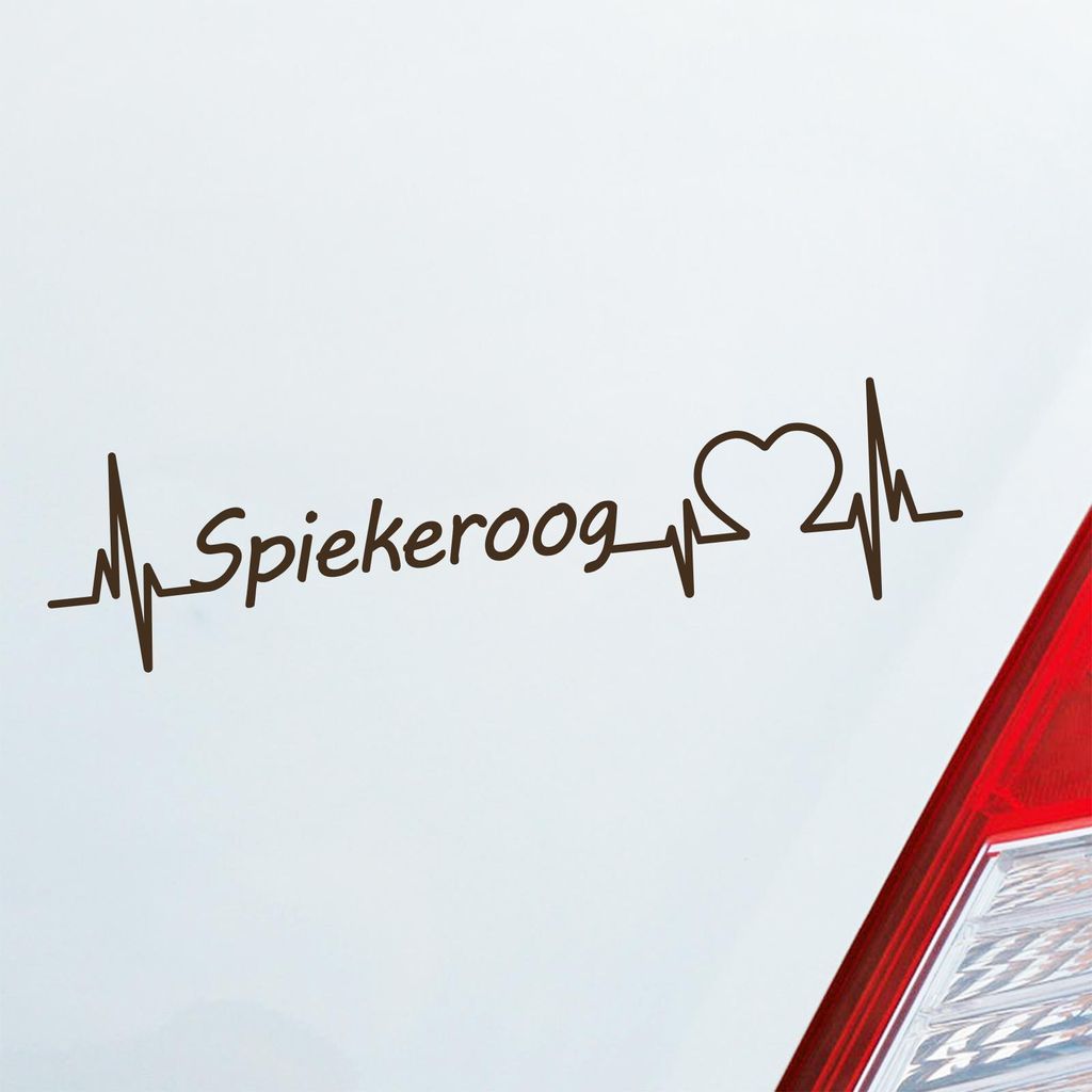 Auto Aufkleber Spiekeroog Herz Puls Insel Island Nordsee Liebe Love 19x5 cm Braun Sticker Heckscheibenaufkleber