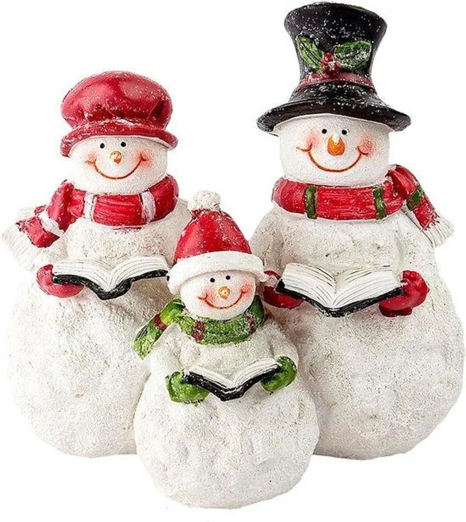 Décoration de Noël Figurine Famille de bonhommes de neige en résine