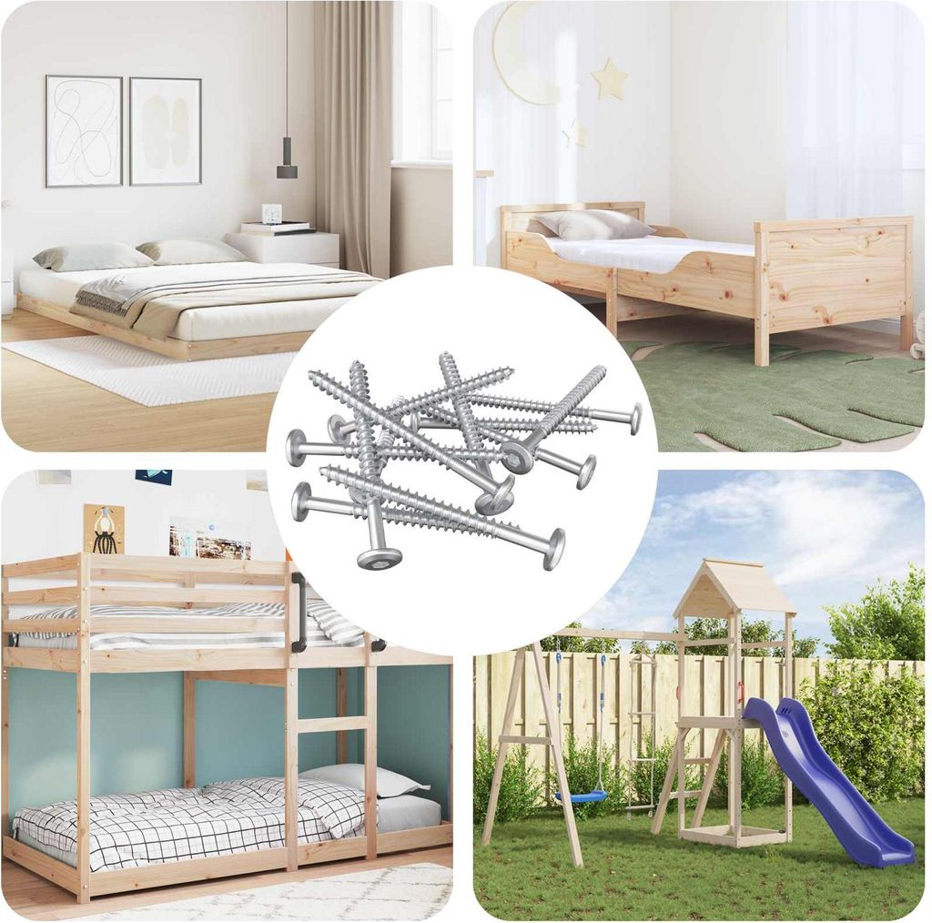 "Schlussverkauf" Holzschrauben 12 Stück - moderne-desgin - Silber M6x70 mm Stahl C16177