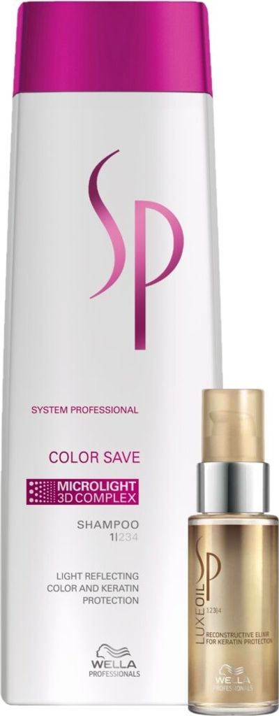Wella SP Winter Bundle für gefärbtes Haar + extra Keratinschtz - Color Save Shampoo 250 ml + Luxe Oil 30 ml