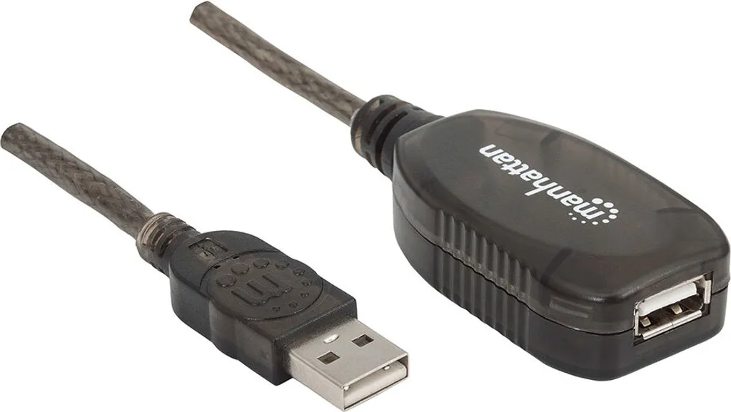 Rallonge USB Active 20m Manhattan Câble Répétiteur Haute Qualité Gris