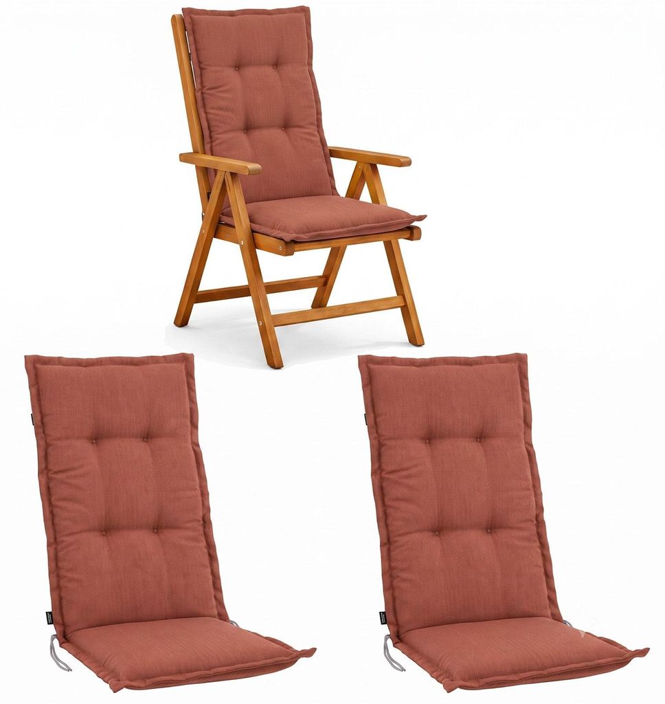 BURI 2x Auflagen Set Hochlehner für Gartenstühle 120x48x7cm Produktbild 