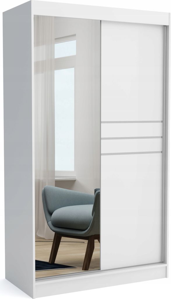 Moderner Kleiderschrank mit Schiebetüren TONY 100 cm (WEISS)