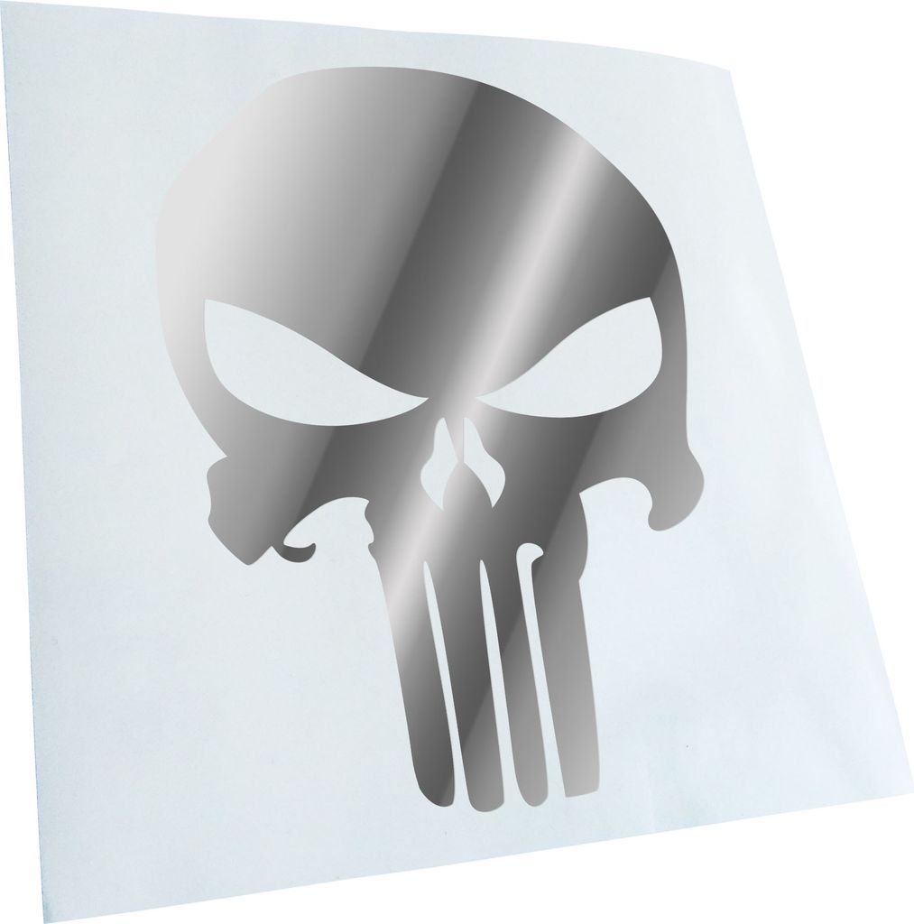 Kiwistar - Autoaufkleber - chrom - 40 x 31 cm - Totenkopf - Heckscheibenaufkleber - Aufkleber für Auto Kfz Fahrrad, LKW, Truck Mofa
