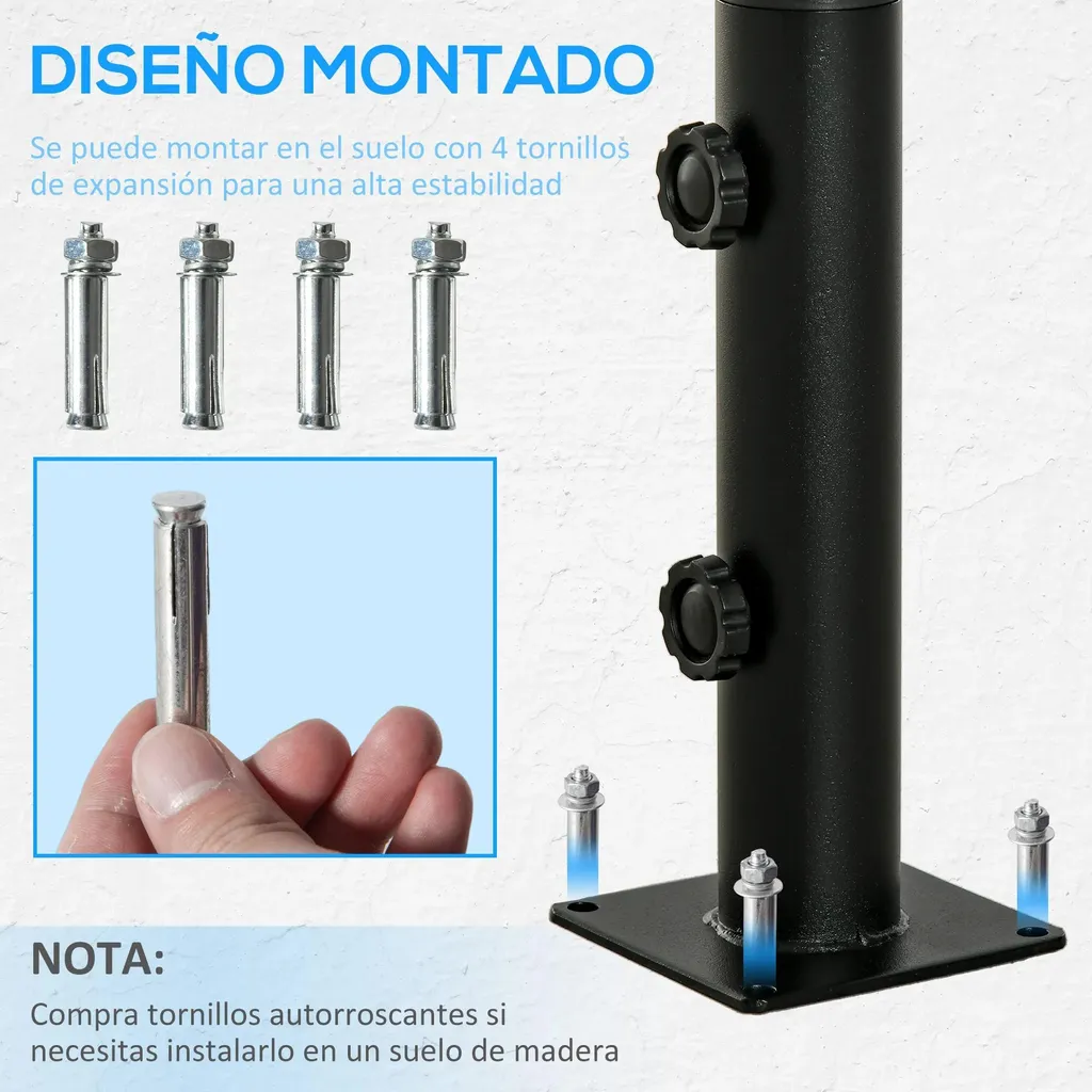 Support de parasol fixe pour terrasse bétonnée - Ajustable 48 mm