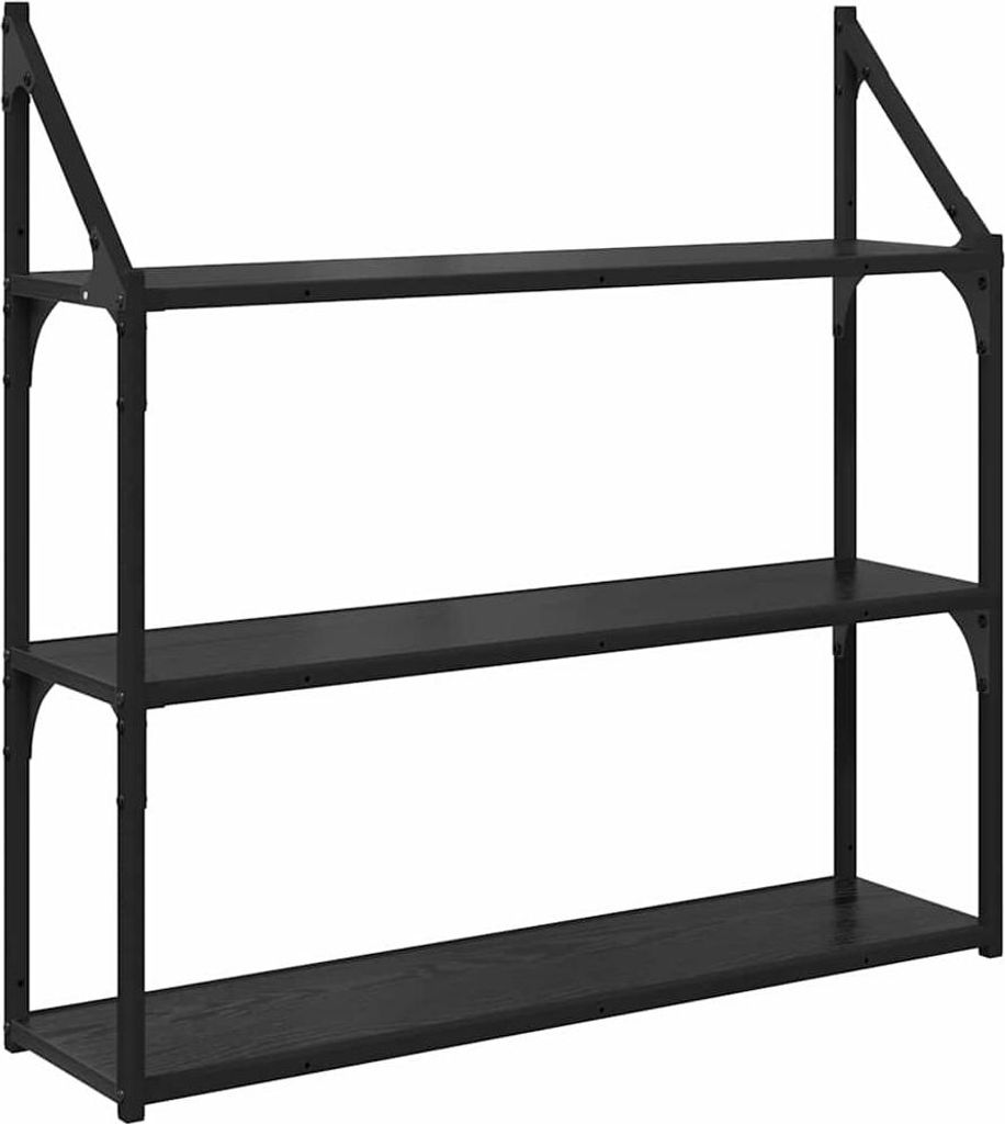 Wandregal Schwarz Eichen-Optik 80 x 21 x 78,5 cm Holzwerkstoff