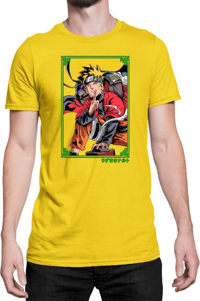 Herren T-Shirt Japan Anime Manga Naruto Sage Frog, Man M / Gelb