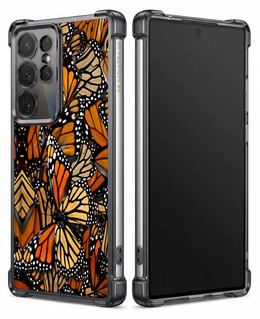 Personalisierte Hülle mit Bild für Samsung Galaxy S24+ Elektroplattiert TPU Stoßdämpfer Handyhülle mit Monarchfalter-Musterdesign