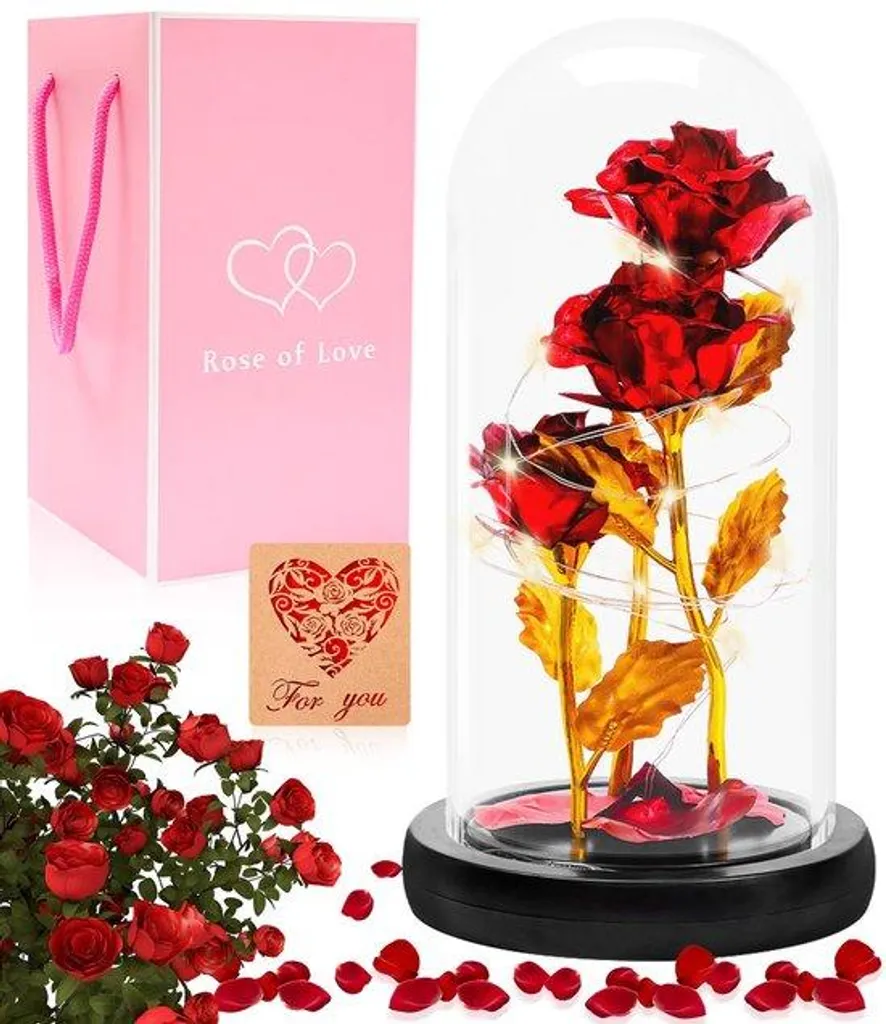 Rose éternelle rouge sous cloche : Cadeau Saint-Valentin idéal