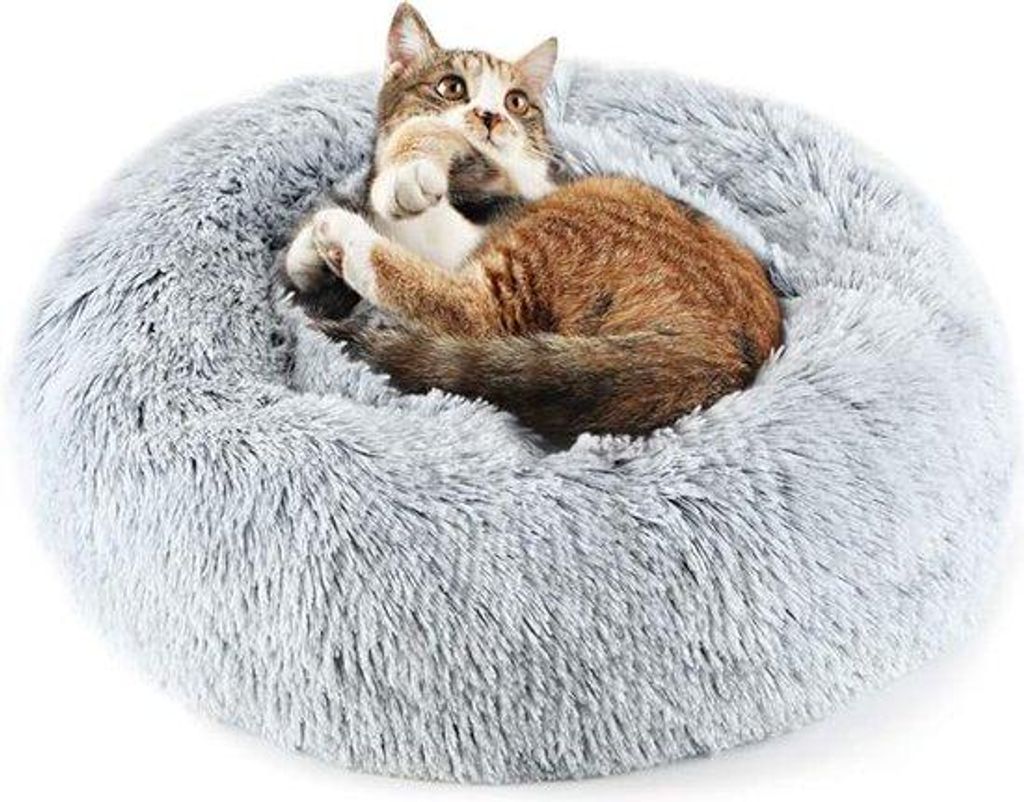 Weiches, plüschiges Kunstfell-Katzenbett, 40cm, aufklappbar