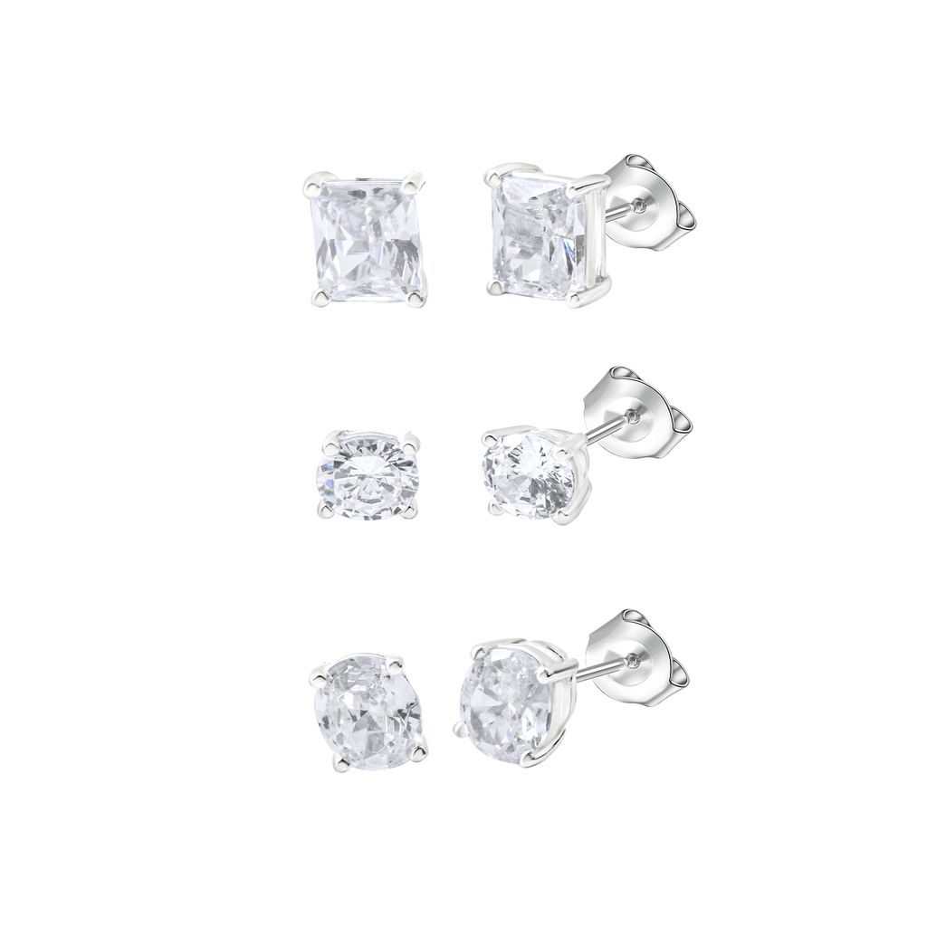 Celesta Silber Ohrstecker Set 925/- Sterling Silber 1,0cm weiß Zirkonia weiß 360221949