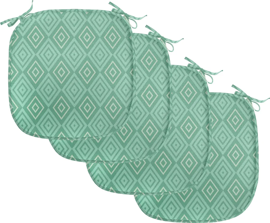 Galette de chaise décorative carrée 40 cm avec attaches, lot de 4 vert