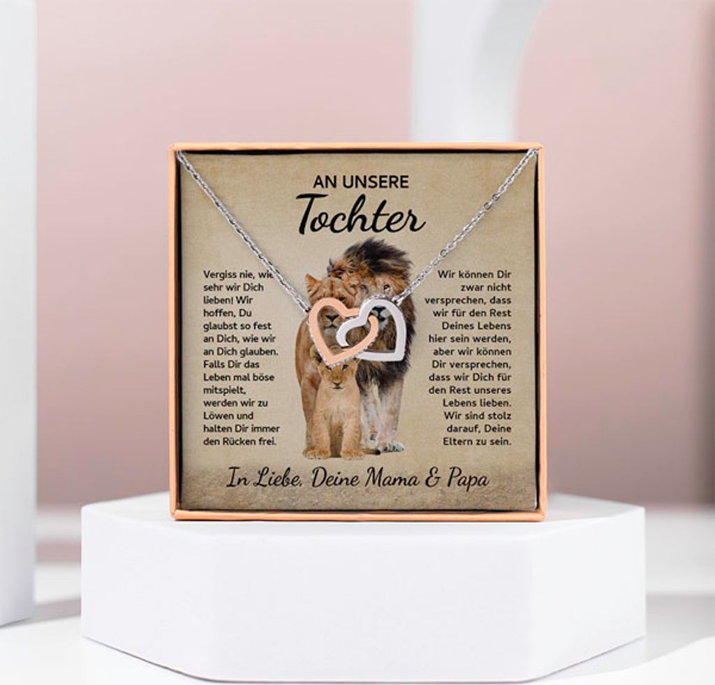 An unsere Tochter - Verbundene-Herzen-Halskette mit Produktbild 1